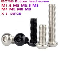 5-100PCS iso7380 G10.9  button Allen head screw  m1.6 M2 M2.5 M3 M4 M5 M6 M8 stainless steel 304  Hex Socket cap Head Screws