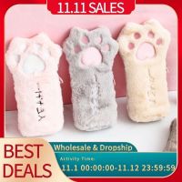 Cut Cat Paw Pencil Bag Soft Plush Cosmetics Pouch Large Capacity Pencil Case Pen Holder School Supplies Stationery Organizer