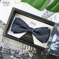 High-end ZARAˉ NOTKNOT high-end British wedding wedding groom groomsman officiate in silk gray blue twill gift box mens bow tie