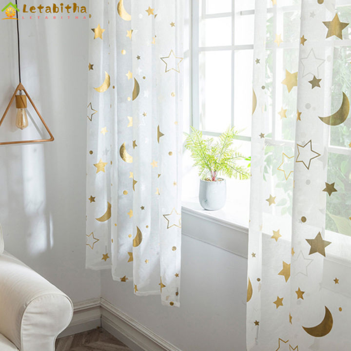 lebitha-ผ้าม่านหน้าต่างพิมพ์ลายพระจันทร์ดวงผ้าม่านโปร่งโปร่งแสงสำหรับตกแต่งห้องนอนห้องนั่งเล่นในบ้าน