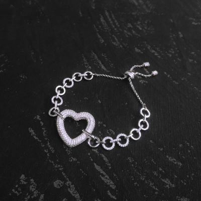 Hot 925 Silver Necklace Female Couple Clavicle Chain Gift Crystal Heart Hoop Bracelet Luxury Brand Monaco Jewelry Earrings