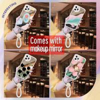Makeup mirror texture Phone Case For iphone12 Pro interest For Girls dustproof flower tulip Soft case trend Lambskin