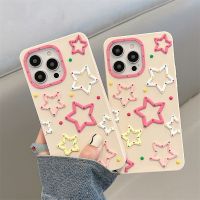 เคส3D ลายดาวสีชมพูสำหรับ iPhone 14 Pro Max 13 12 11 XR XS Max เคสกันกระแทกนิ่มเคสหุ้มโทรศัพท์