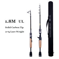 Carbon escopic UL Fishing Rod pole 1.8m 2g-7g Ultralight Portable Travel Spinning Casting Rods with Rod Bag for Trout Pike