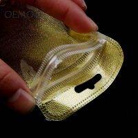 100pcs Gold Silver Plastic Non-woven  7.5*11cm Fabric  Zip Lock Self-Sealing Bag USB Cable Jewelry Packaging Storage Pouches Food Storage Dispensers