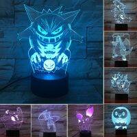 Pokemon Action Figures 3D Led Gengar Mew Dragonite Visual Night Lights Creative Anime Figma Toys Set Ralts Pocket Monster Model