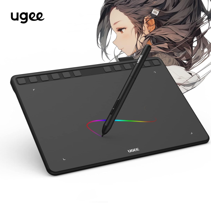 Ugee S1060 Graphics Drawing Tablet, Digital Drawing Pad with 12 Hot Keys, 10x6.3 inch Pen Tablet