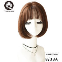 7JHH Omber Purple Ash Hari With Bangs Remy Short Blonde Wigs For Women Bob Heat Resistant Glueless Synthetic Wig Wholesale