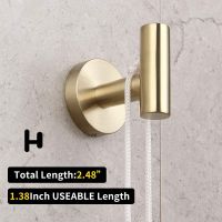 Bathroom Brushed Gold Coat Hook 304 Stainless Steel Single TowelBathrobe Hook Bathroom Kitchen Contemporary Ho Wall-Mounted