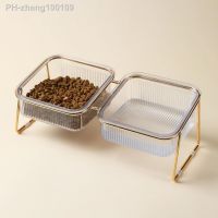 Elevated Cat Glass Bowls Small Dog 15° Tilted Raised Food Feeding Dishes Water and Food Feeders with Metal Stand for Cat Puppy