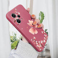 เคสสำหรับ Xiaomi Redmi Note 12 4G Note 12 5G Note 12 5G ดอกเหมยดอกไม้สวยงามเคสโทรศัพท์ลายการ์ตูนผีเสื้อทรงสี่เหลี่ยมดั้งเดิมปลอกซิลิโคนคลุมทั้งหมดเคสป้องกันทนแรงกระแทกกล้อง