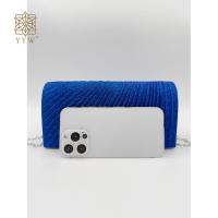 Royal Blue Clutch Bag Women Glitter Stripe Shape Top Handle Female Evening Purses Handbags Wedding Party Dress Purse 2023