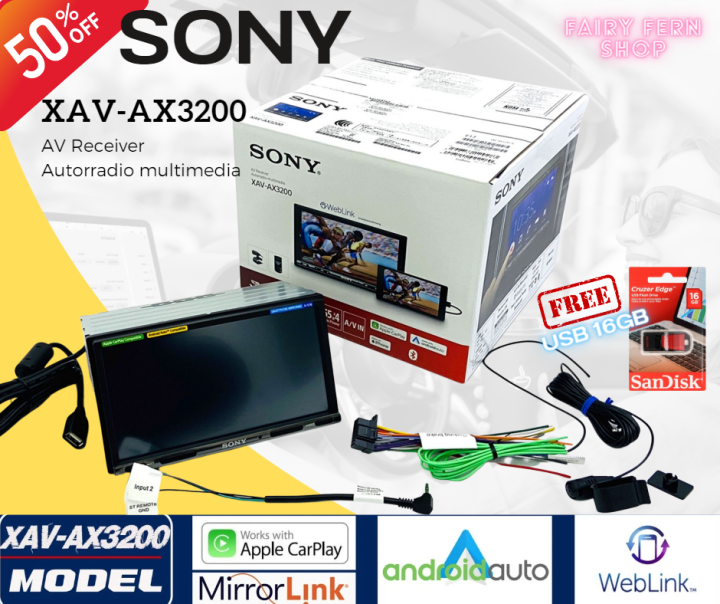 สินค้าใหม่-จอติดรถยนต์-sony-xav-ax3200-ของแท้100-โซนี่-วิทยุติดรถยนต์-มีบลูทูธ-จอ2din-6-95นิ้ว-เชื่อมต่อ-android-หรือ-ios-รองรับ-apple-carplay-android-auto-weplink