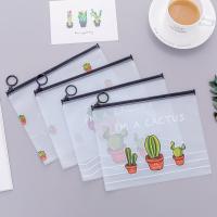 Cactus Zipper Transparent PVC A5 File Folder Document Filing Bag Travelers Diary Accessory Tickets Cards Storage Bag