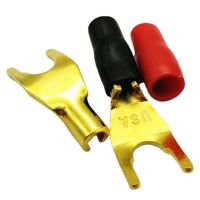 8Pcs/4Pairs "Y" "U" Spade Banana Connectors Gold Plated Solderless Fork Speaker Banana Plug Adapter