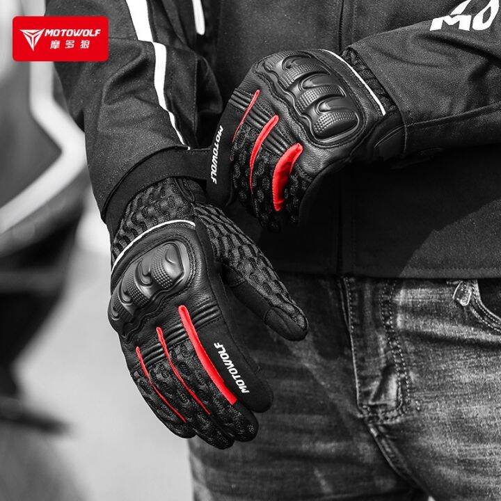 Motowolf Leather Motorcycle Gloves Men CE Approved Motocross Riding Glove  Breathable Mesh Moto Motorcyclist Gloves Summer | Lazada PH