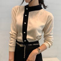 OCEANLOVE Cardigans Korean Chic Vintage Autumn Winter Women Sweaters Irregular Elegant  Stand Collar Sueters De Mujer