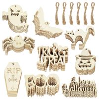 10Pcs ตกแต่งฮาโลวีนเครื่องประดับไม้ฟักทอง Ghost Bat แขวนจี้ Happy Halloween Party Home DIY Craft ของเล่นเด็ก Gift