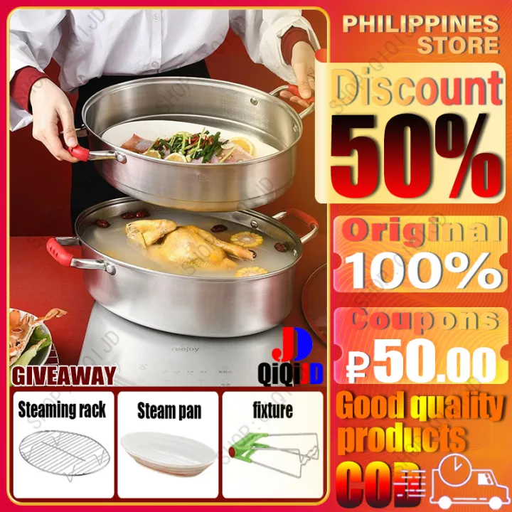 Steamer household 304 stainless steel steamed fish pot thickened double