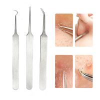 【cw】 3pcs/set  Acne Needle Blackhead Blemish Pimples Removal Pointed Bend Gib Comedone Extractor Face Tools