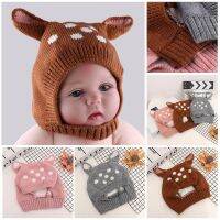 MGRHJO Kids Sheath Animal Wool Cartoon Winter Hat Baby Deer Knit Cap Bonnet Ears