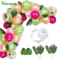 【 Stock】Vococal 85Pcs DIY Tropical บอลลูนและปาล์มใบ Garland ชุดโซ่5เมตรบอลลูนสำหรับฮาวายธีมปาร์ตี้วันเกิดอุปกรณ์ประดับงานแต่งงาน