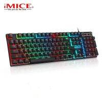 (Xiaohongs keyboard film)  คีย์บอร์ดเกมเมอร์คีย์บอร์ดพร้อม Backlight USB 104 Rubber Keycaps RGB Wired Ergonomic Russian Keyboard สำหรับแล็ปท็อปพีซี