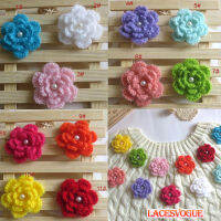 30PCS 6cm Crochet Knitted Flower Cotton stuff goods applique Patchwork DIY handmade needlework sewing Clothing accessories 383