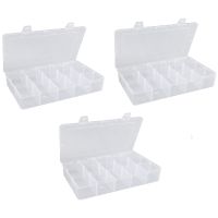 3Pcs Transparent Detachable Grid Hardware and Electronic Components Jewelry Box Tape Stationery Plastic Box