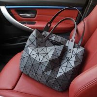 Issey Miyake Womens Bag One Shoulder Geometric Rhombus Frosted Tote Bag 7x10 Rock Bag Handbag