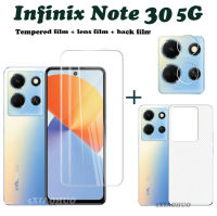 3-In-1กระจกเทมเปอร์ Infinix Note 30กระจกเทมเปอร์ปกป้องหน้าจอหน้าจอกระจกเทมเปอร์ Infinix Note 30 5G + ฟิล์มกล้อง + ตัวป้องกันเลนส์กล้องถ่ายรูปฟิล์มด้านหลัง