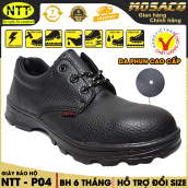 Giày bảo hộ lao động nam NTT 904 cổ thấp, bền nhẹ. Giày lao động từ da phun cao cấp, mũi giày kim loại, giúp chống vật nặng va chạm. chống nước, chống đinh, va đập, trơn trượt Giày công trình, nhà máy - MOSACO