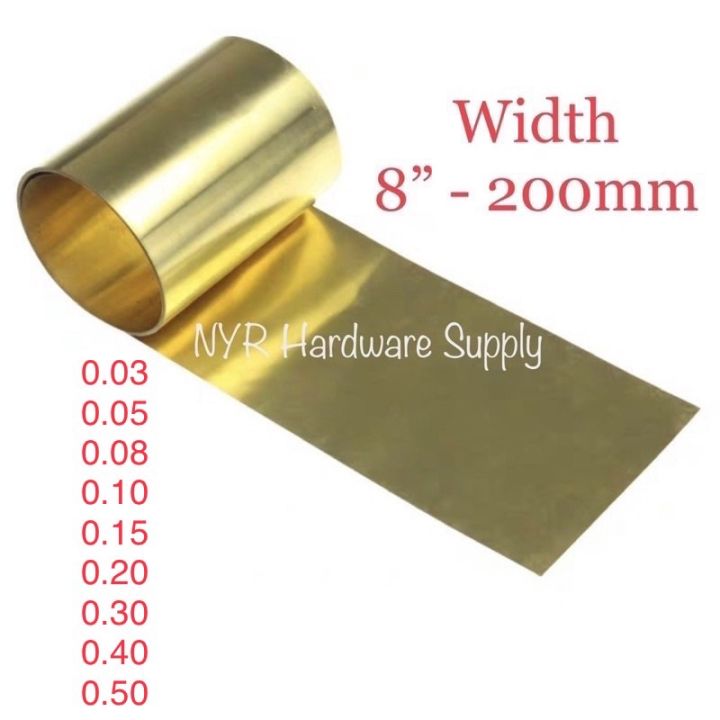 Brass Shim Plate 8” Width price per feet 0.03m 0.05mm 0.08 0.1mm 0.15mm