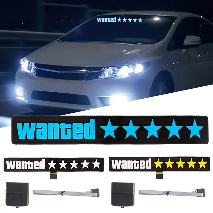 【LED Llluminated Car Sticker】Fashion Windshield Electric LED Wanted Car Window Sticker Auto Moto Safety Signs Car Decals Decoration Sticker