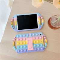 เคสลายรุ้งแบบพกพาสำหรับ iPad,เคสลายจุด3D จุดสำหรับ iPad 2/3/4/5/6/7/8/9 Mini 1/2/3/4/5/6 air 1/2/3/4 ,Pro 9.7 "/10.5"/11.0 "2016/2018/2020เด็กซิลิโคนนิ่มเคสแบบปรับได้สายคล้องไหล่ครึ่งเกราะ