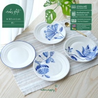 7" Crops blue white ceramic hand painted  plate จาน ขนม อาหาร 7นิ้ว เซรามิค วาดมือ งานส่งออก เข้าไมครเวฟได้  มีให้เลือก 4 ลาย