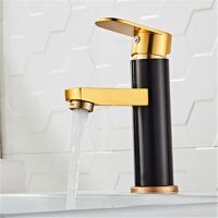 ?Dream Best? Aluminum Basin Faucets Black Gold Bathroom Sink Washbasin Tap Single Hole Hot&amp;Cold Water Mixer Tap