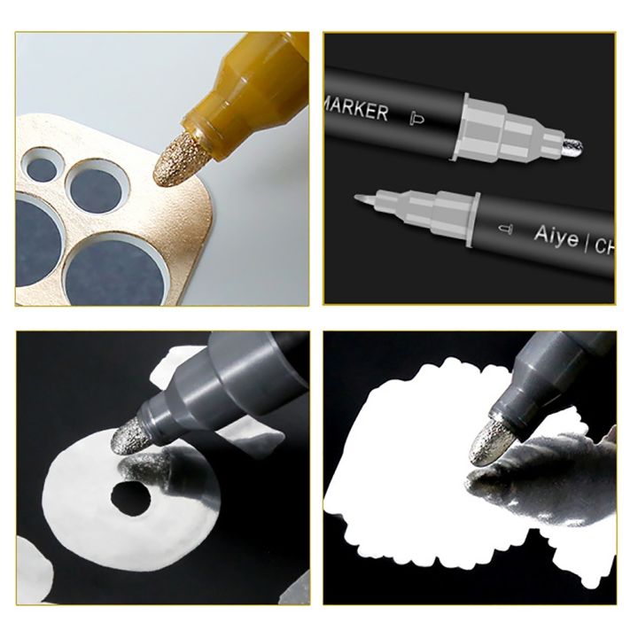 dual-side-writing-metallic-liquid-chrome-mirror-marker-pen-waterproof-ink-mirror-reflective-paint-metal-pens-diy-craftwork-pen