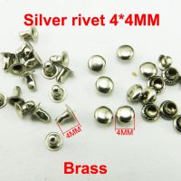 200 Buah 4x4MM Kancing Paku Keling Perak Kuningan Tas Aksesori Pakaian Jahit Cocok untuk Paku Keling MR-018