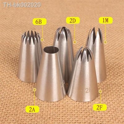 ♟▥✧ 5Pcs/lot Big Size Cream Cake Icing Piping Tips Russian Nozzles Rose Pastry Tips Stainless Steel Fondant Cake Decorating Tools