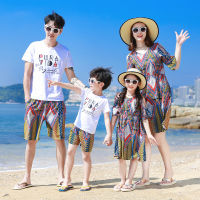 Mommy and me clothes Summer dresses Father Son white T- Shirts and +Short madre e hija Family Matching Clothes Sets