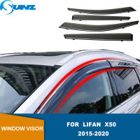 รถด้านข้างหน้าต่าง Visor ยาม Vent กันสาดที่พักพิงฝนยามประตู Visor สำหรับ Lifan X50 2015 2016 2017 2018 2019 2020 SUNZ