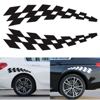 【YF】 Car Racing Stickers Vehicle Decals Plaid Wheel Flags Reflector Safety Vinyl Prevention For Audi Bmw Jeep