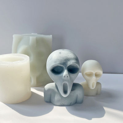 3D Epoxy Resin Home Decor Candle Molds For Candle Making Aroma Soy Wax DIY Horror Alien Halloween Alien