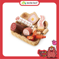 Tender Leaf Toys ของเล่นไม้ ของเล่นบทบาทสมมติ ชุดทำอาหาร ตะกร้าหวายเนื้อสัตว์ Charcuteries Basket