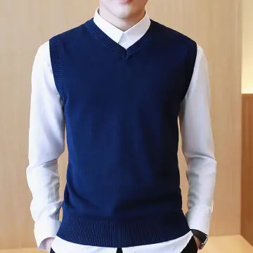 Shop Knitted Sweater Vest Dark Blue with great discounts and prices online  - Sep 2023 | Lazada Philippines