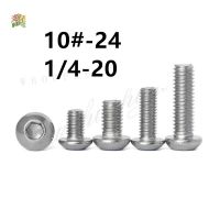 10pcs UNC 10#-24 1/4-20 US Coarse Thread 304 A2-70 stainless steel Allen Hex Hexagon Socket Button Head Round Screw Bolt ISO7380 Fasteners