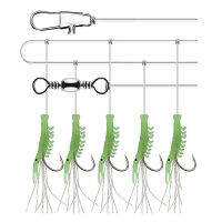 6 Set 6 Size Luminous Fishhooks for Swivel Fishing String Hook Fish Skin Fishy Smell Pesca Combination String Hook