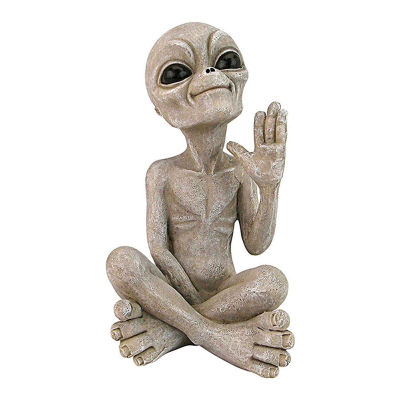 {Ready Stock} รูปปั้นเอเลี่ยนนอกอวกาศเรซิ่นสวนกลางแจ้ง Figurine Alien Martians Decor