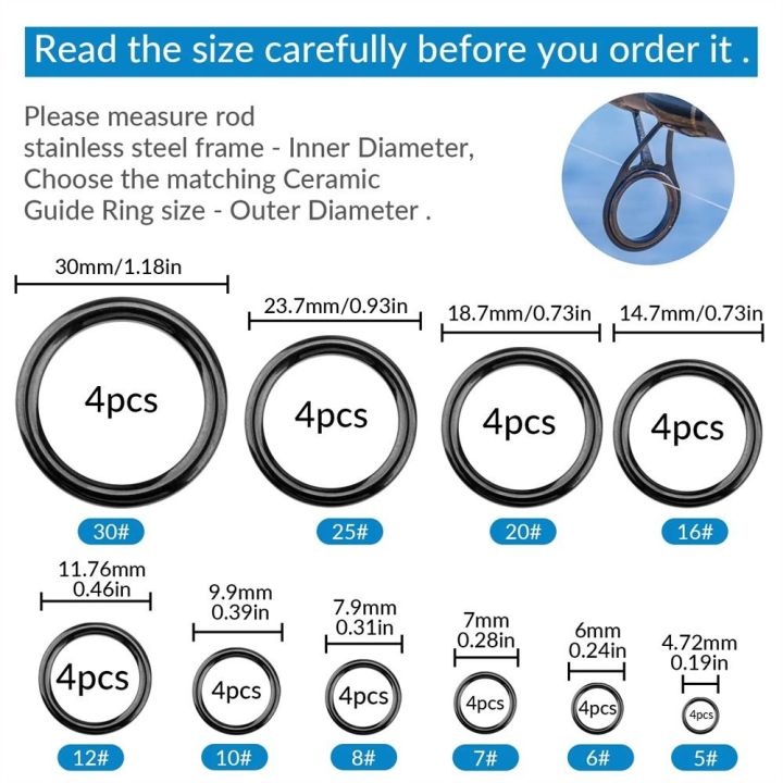 scape-วงแหวนไกด์เซรามิก4-30มม-โอริงเรียบสำหรับเปลี่ยนคันเบ็ดตกปลาคู่มือคันเบ็ดกลมอุปกรณ์ปลา